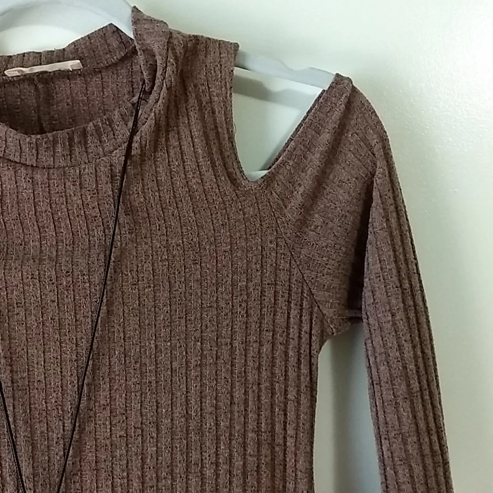 Pinc Ribbed Knit Light Brown Dress